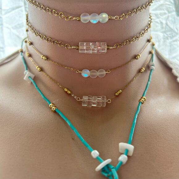 Dainty mermaid choker necklace beach jewelry handmade gold plated non-tarnish - Picture 4 of 4